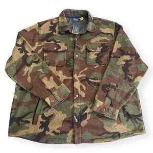 Polo Ralph Lauren Camouflage Snap Button Fleece Jacket Shirt Mens size XXL New